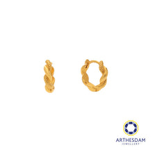 Load image into Gallery viewer, Arthesdam Jewellery 916 Gold Twisted Rope Hoop Earrings
