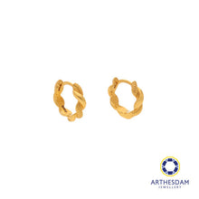 Load image into Gallery viewer, Arthesdam Jewellery 916 Gold Twisted Rope Hoop Earrings
