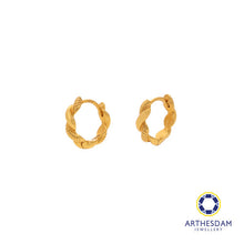Load image into Gallery viewer, Arthesdam Jewellery 916 Gold Twisted Rope Hoop Earrings
