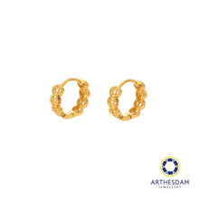 Load image into Gallery viewer, Arthesdam Jewellery 916 Gold Lucky Coin Hoop Earrings
