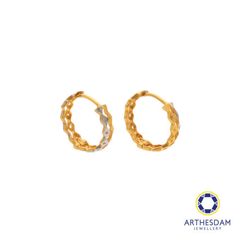 Arthesdam Jewellery 916 Gold Two-Toned Layered Faceted Diamond Hoop Earrings
