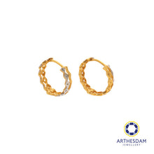 Load image into Gallery viewer, Arthesdam Jewellery 916 Gold Two-Toned Layered Faceted Diamond Hoop Earrings
