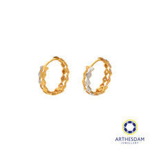 Load image into Gallery viewer, Arthesdam Jewellery 916 Gold Two-Toned Layered Faceted Diamond Hoop Earrings
