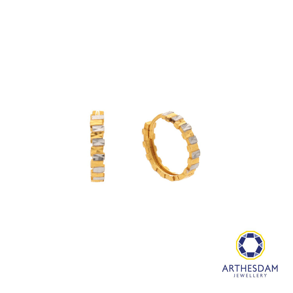 Arthesdam Jewellery 916 Gold Alternate Two-Toned Square Hoop Earrings