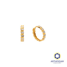 Load image into Gallery viewer, Arthesdam Jewellery 916 Gold Alternate Two-Toned Square Hoop Earrings
