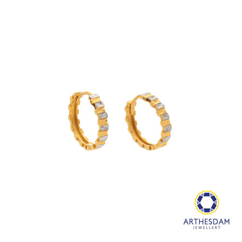 Arthesdam Jewellery 916 Gold Alternate Two-Toned Square Hoop Earrings
