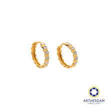 Load image into Gallery viewer, Arthesdam Jewellery 916 Gold Alternate Two-Toned Square Hoop Earrings
