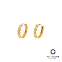 Load image into Gallery viewer, Arthesdam Jewellery 916 Gold Alternate Two-Toned Square Hoop Earrings
