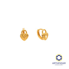 Load image into Gallery viewer, Arthesdam Jewellery 916 Gold Tiny Faceted Heart Lock Hoop Earrings
