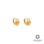 Arthesdam Jewellery 916 Gold Tiny Faceted Heart Lock Hoop Earrings