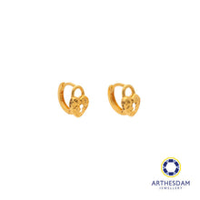 Load image into Gallery viewer, Arthesdam Jewellery 916 Gold Tiny Faceted Heart Lock Hoop Earrings
