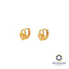 Load image into Gallery viewer, Arthesdam Jewellery 916 Gold Tiny Faceted Heart Lock Hoop Earrings
