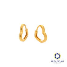 Load image into Gallery viewer, Arthesdam Jewellery 916 Gold Heart Outline Hoop Earrings
