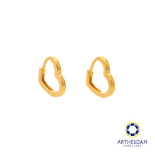 Load image into Gallery viewer, Arthesdam Jewellery 916 Gold Heart Outline Hoop Earrings
