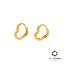 Load image into Gallery viewer, Arthesdam Jewellery 916 Gold Heart Outline Hoop Earrings
