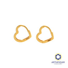 Load image into Gallery viewer, Arthesdam Jewellery 916 Gold Heart Outline Hoop Earrings
