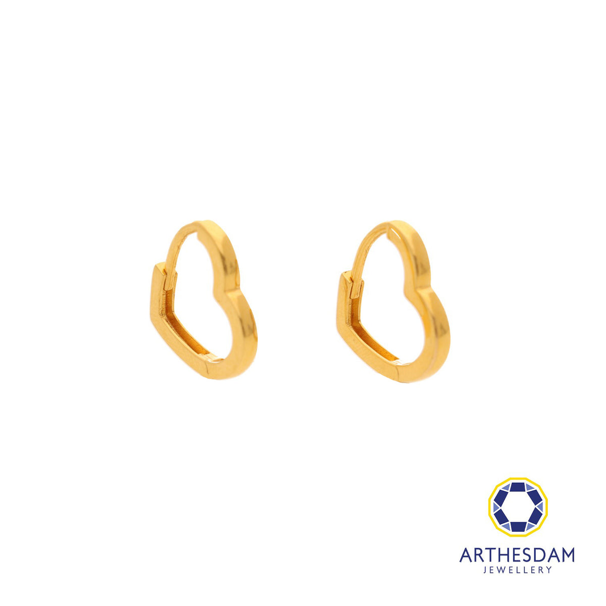 Arthesdam Jewellery 916 Gold Heart Outline Hoop Earrings