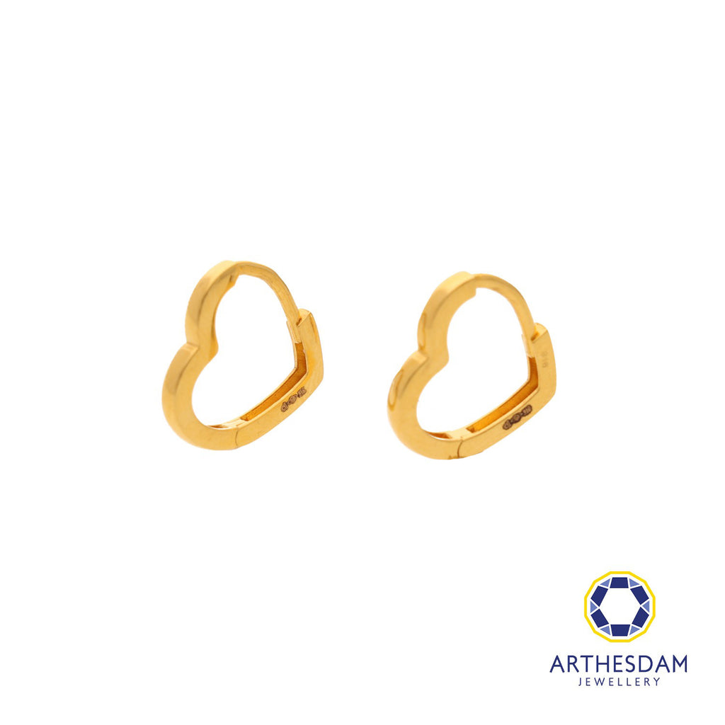 Arthesdam Jewellery 916 Gold Heart Outline Hoop Earrings