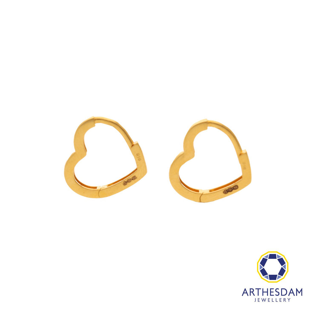 Arthesdam Jewellery 916 Gold Heart Outline Hoop Earrings
