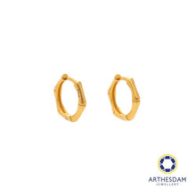 Load image into Gallery viewer, Arthesdam Jewellery 916 Gold Bamboo Hoop Earrings
