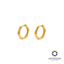 Load image into Gallery viewer, Arthesdam Jewellery 916 Gold Bamboo Hoop Earrings
