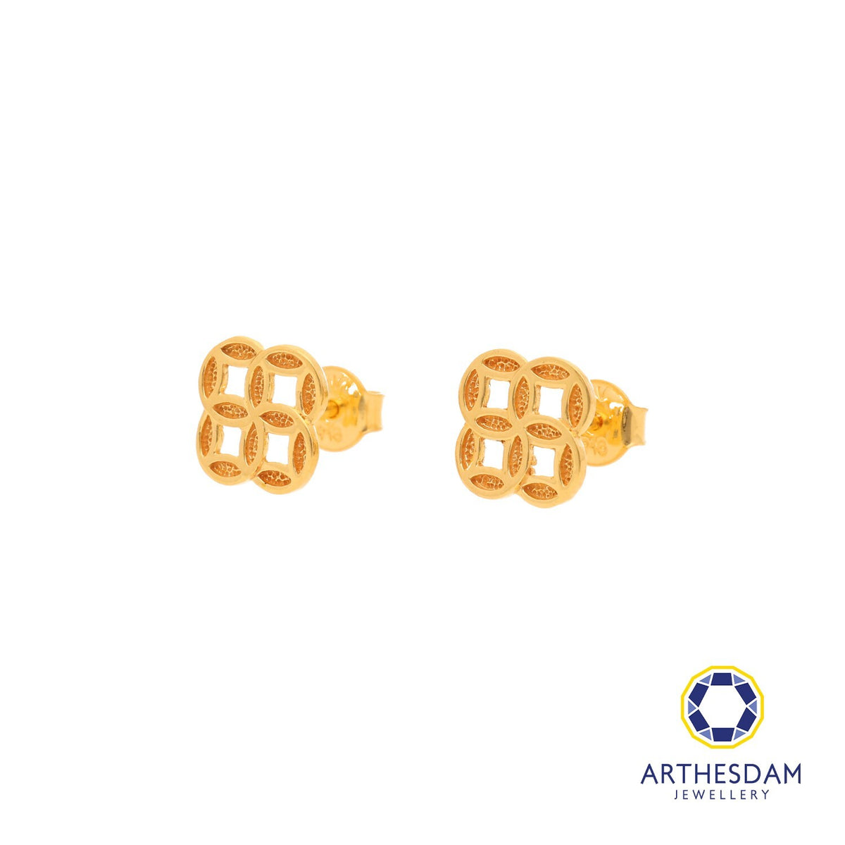 Arthesdam Jewellery 916 Gold 4 Lucky Coin Earrings