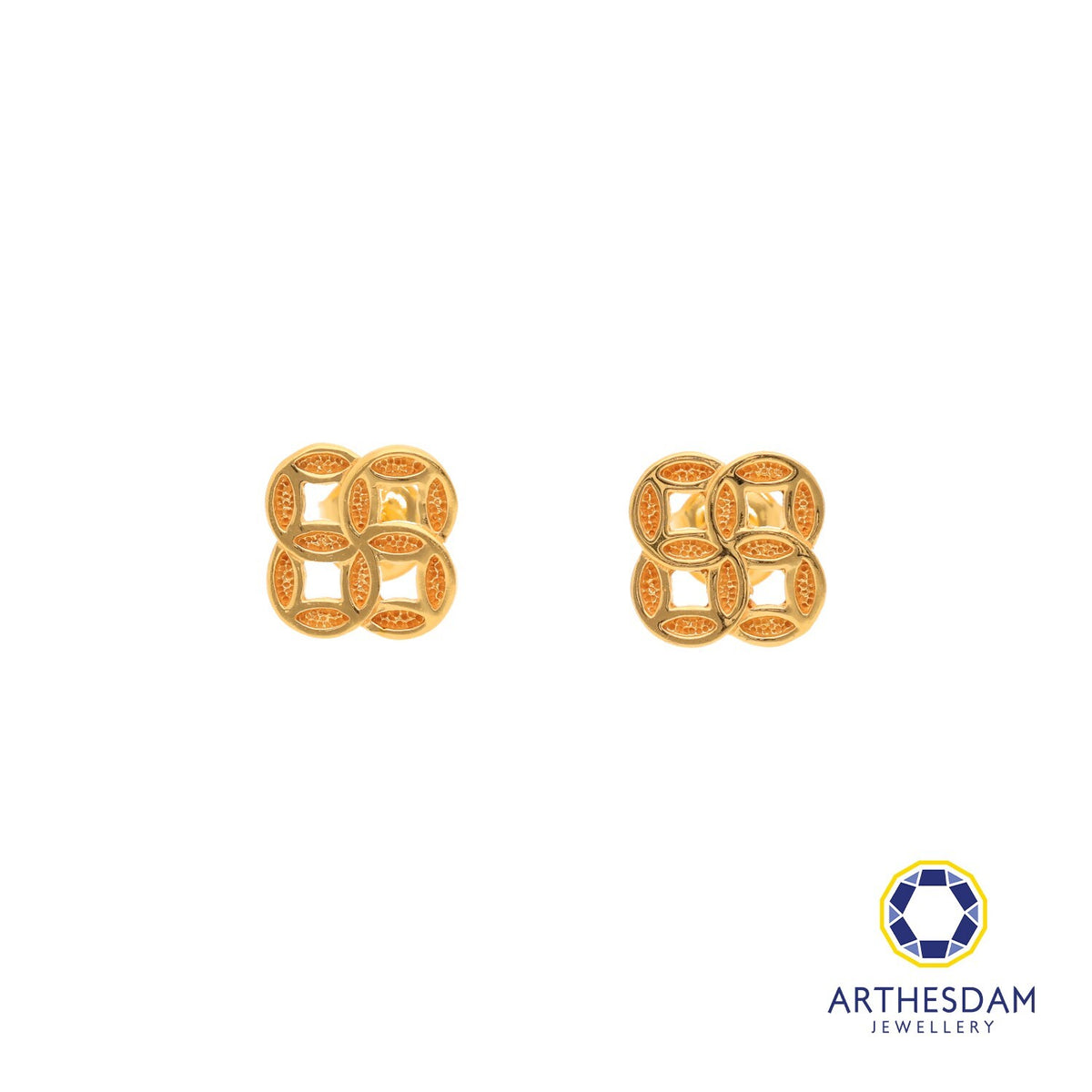 Arthesdam Jewellery 916 Gold 4 Lucky Coin Earrings