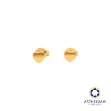 Load image into Gallery viewer, Arthesdam Jewellery 916 Gold Petite Heart Earrings
