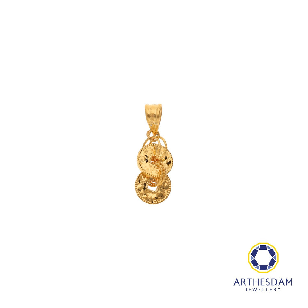 Arthesdam Jewellery 916 Gold Dangling 2 Lucky Coin Pendant