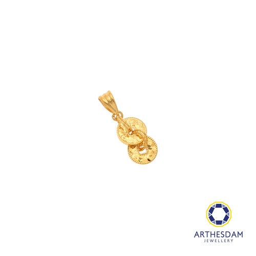 Arthesdam Jewellery 916 Gold Dangling 2 Lucky Coin Pendant