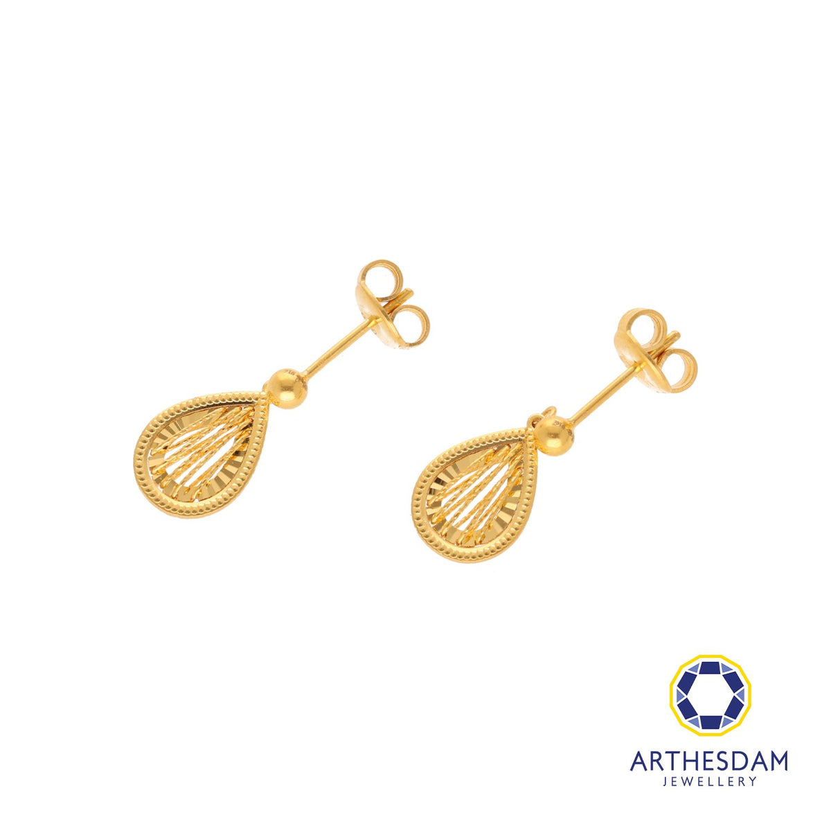 Arthesdam Jewellery 916 Gold Dangling Net Raindrop Earring