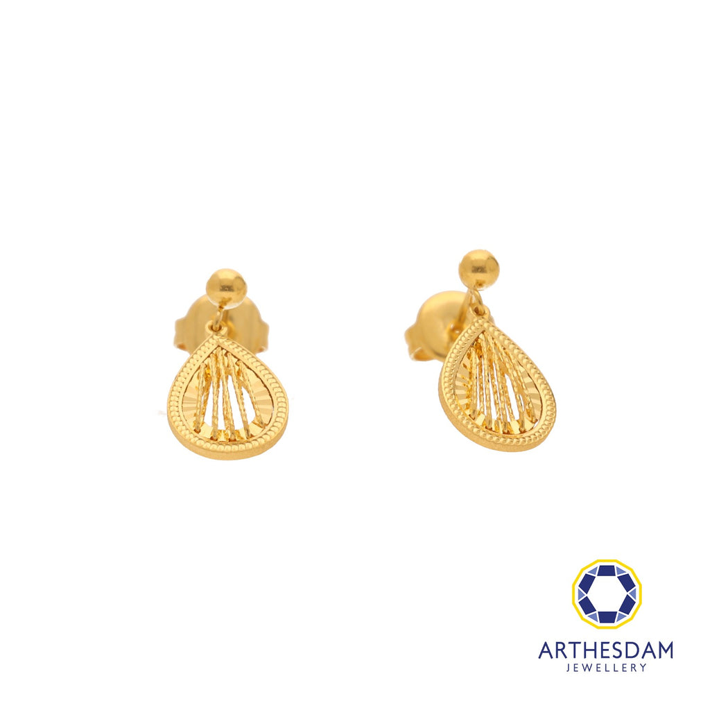 Arthesdam Jewellery 916 Gold Dangling Net Raindrop Earring