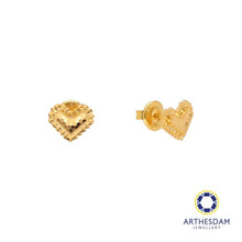 Load image into Gallery viewer, Arthesdam Jewellery 916 Gold Faceted Honeycomb Heart Earring
