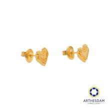 Load image into Gallery viewer, Arthesdam Jewellery 916 Gold Faceted Honeycomb Heart Earring
