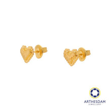 Load image into Gallery viewer, Arthesdam Jewellery 916 Gold Faceted Honeycomb Heart Earring
