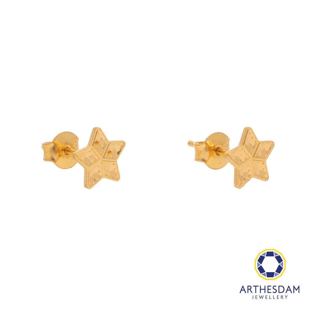 Arthesdam Jewellery 916 Gold Shiny Twinkle Star Earrings