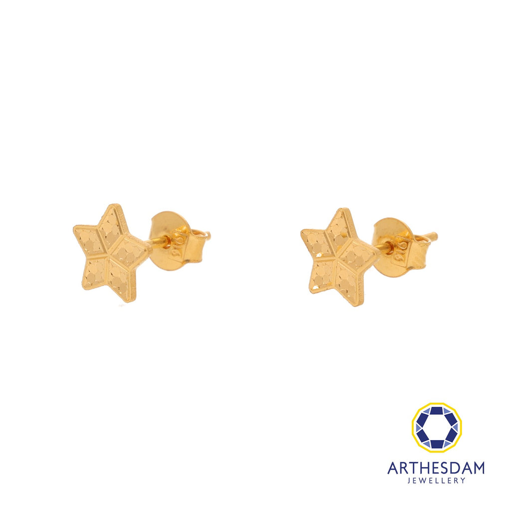 Arthesdam Jewellery 916 Gold Shiny Twinkle Star Earrings