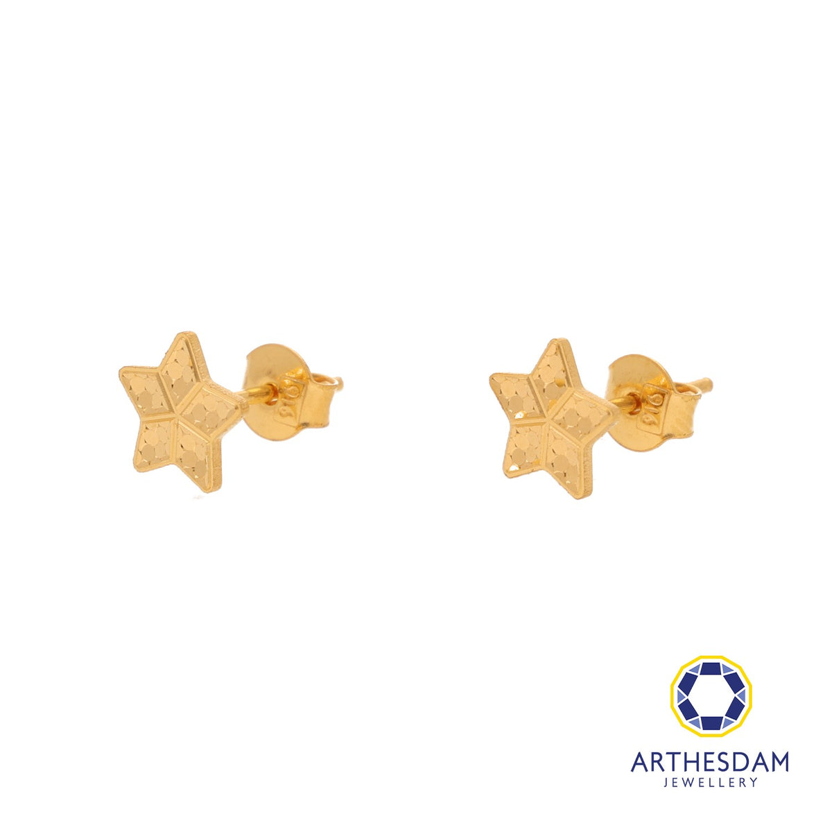 Arthesdam Jewellery 916 Gold Shiny Twinkle Star Earrings
