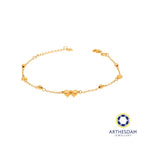 Arthesdam Jewellery 916 Gold Ribbon with Tiny Heart Bracelet