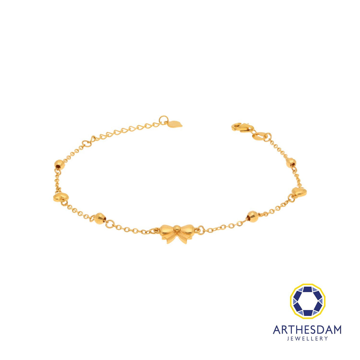 Arthesdam Jewellery 916 Gold Ribbon with Tiny Heart Bracelet