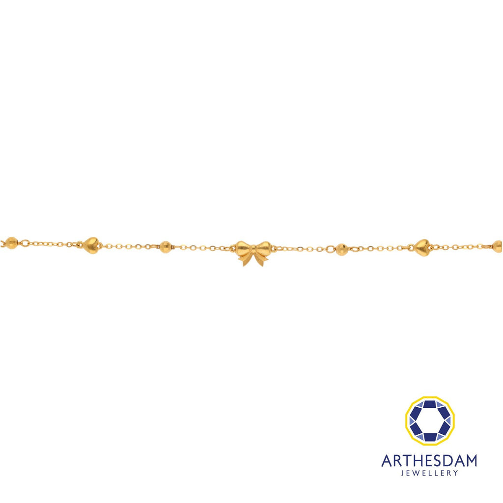 Arthesdam Jewellery 916 Gold Ribbon with Tiny Heart Bracelet