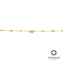 Load image into Gallery viewer, Arthesdam Jewellery 916 Gold Ribbon with Tiny Heart Bracelet
