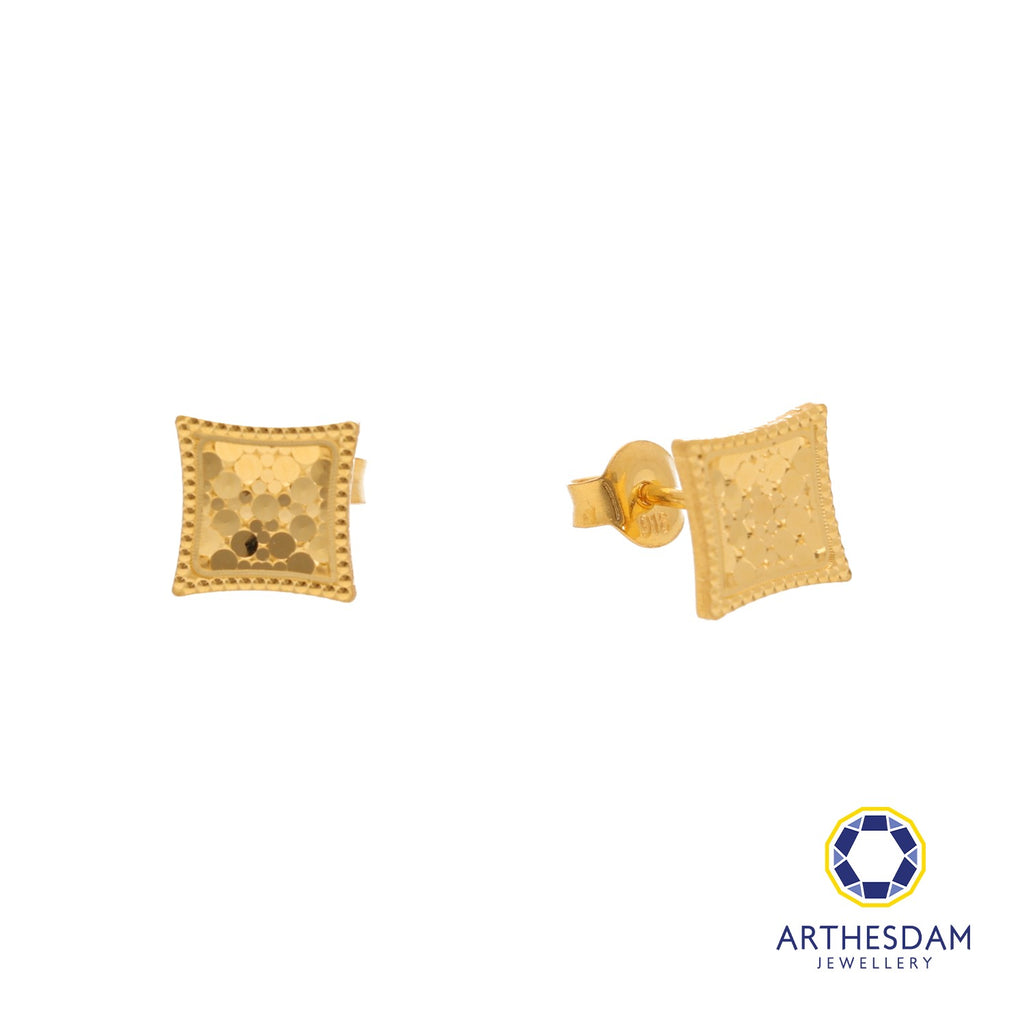 Arthesdam Jewellery 916 Gold Diamond Faceted Frame Earrings