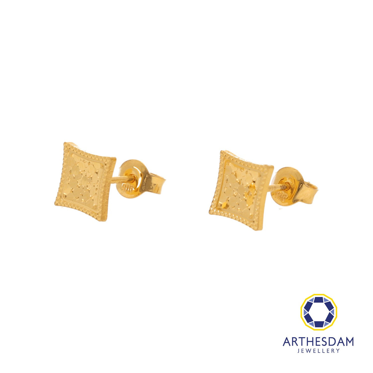 Arthesdam Jewellery 916 Gold Diamond Faceted Frame Earrings