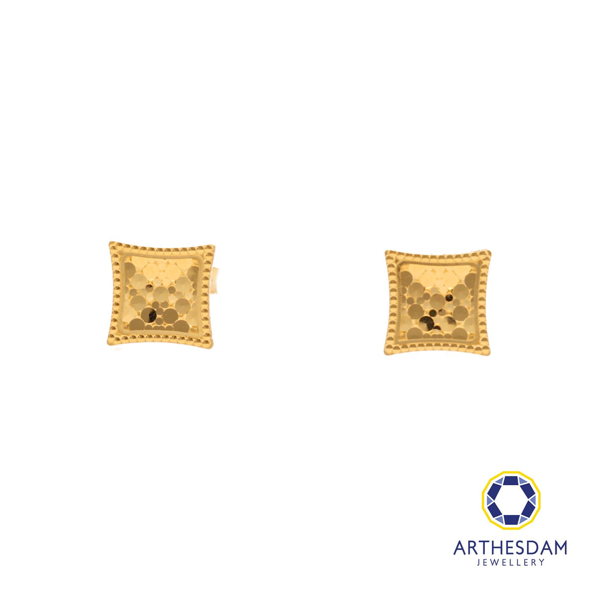 Arthesdam Jewellery 916 Gold Diamond Faceted Frame Earrings