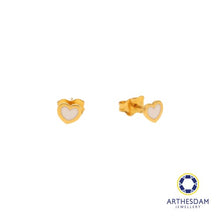 Load image into Gallery viewer, Arthesdam Jewellery 916 Gold Tiny White Hearts Earrings
