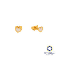 Arthesdam Jewellery 916 Gold Tiny White Hearts Earrings