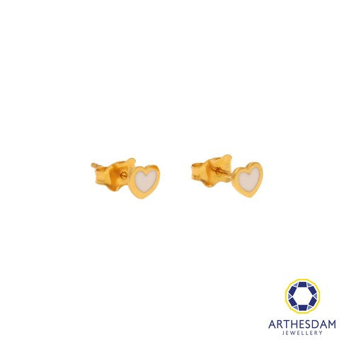 Arthesdam Jewellery 916 Gold Tiny White Hearts Earrings