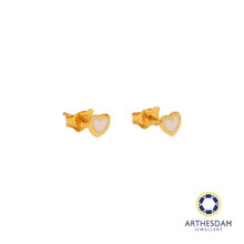 Load image into Gallery viewer, Arthesdam Jewellery 916 Gold Tiny White Hearts Earrings
