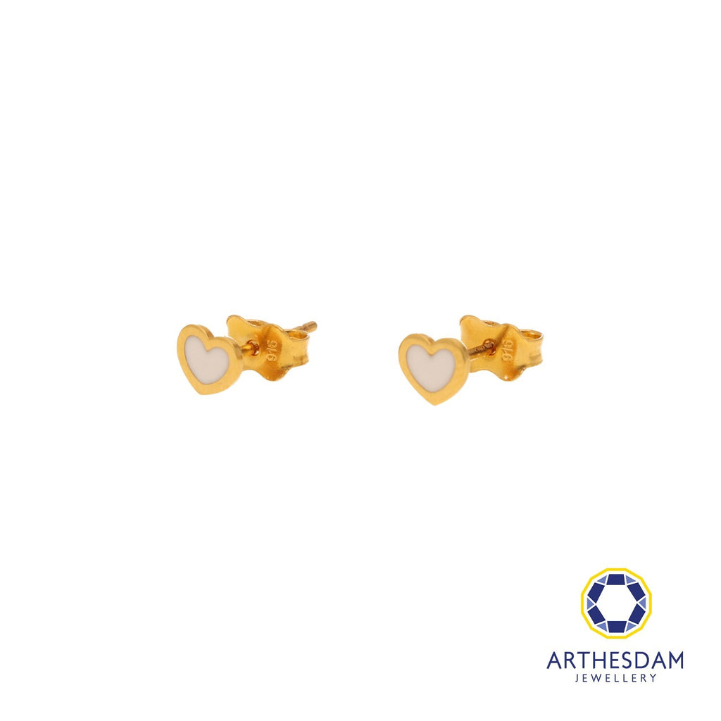 Arthesdam Jewellery 916 Gold Tiny White Hearts Earrings